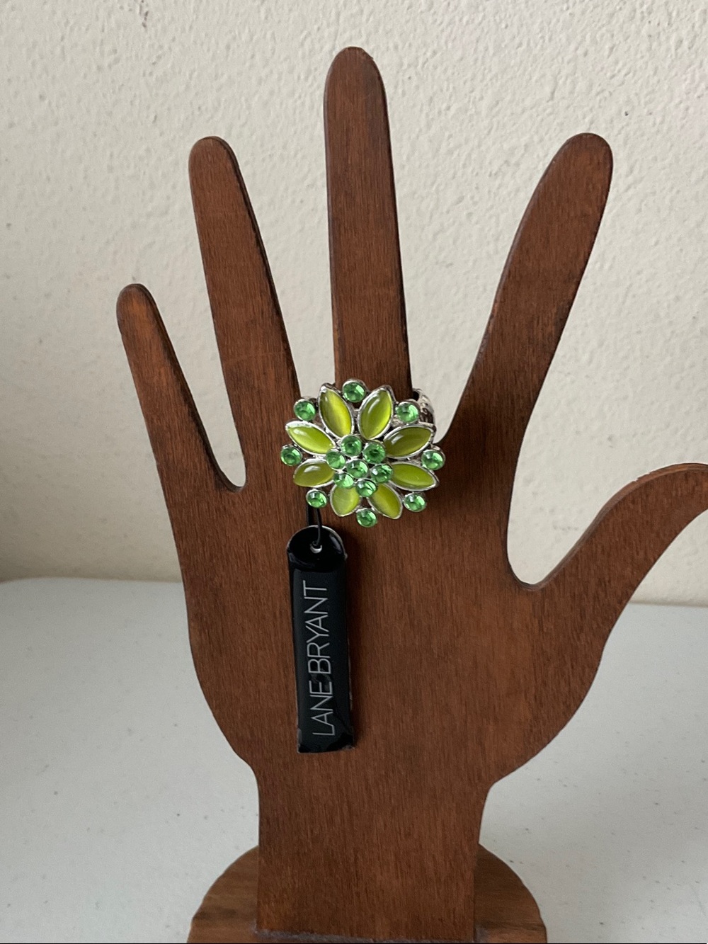 Lane Bryant Bright Green Floral Cluster Ring